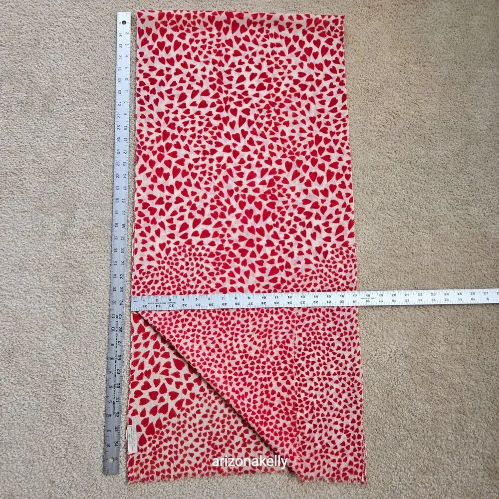 100% Wool Oblong Scarf With Heart Design